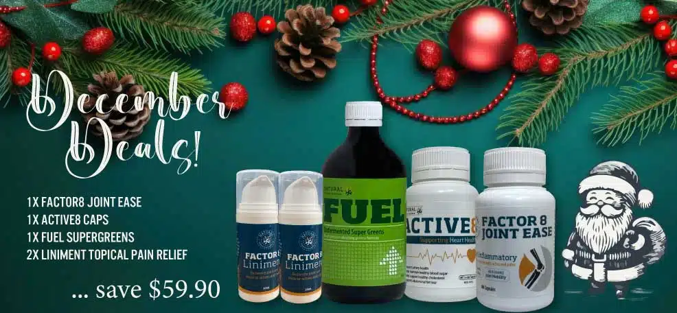 December Deal. 1x Joint Ease, 1x Active8, 1x FUEL, 2x Liniment