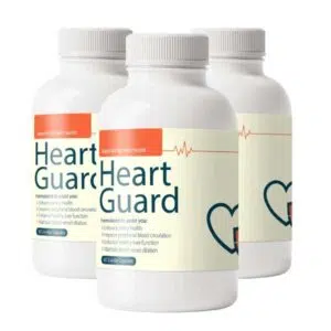 Three bottles of Heart Guard supplement displayed on a white background.